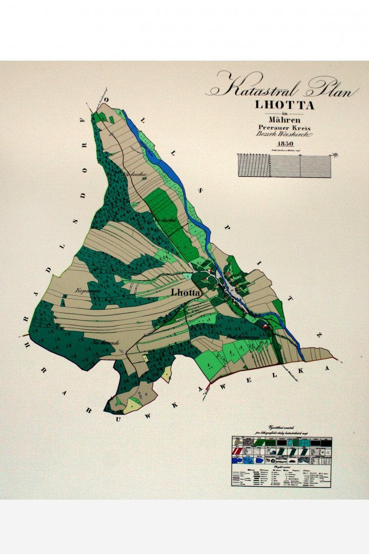 Lhotka - stará katastrální mapa