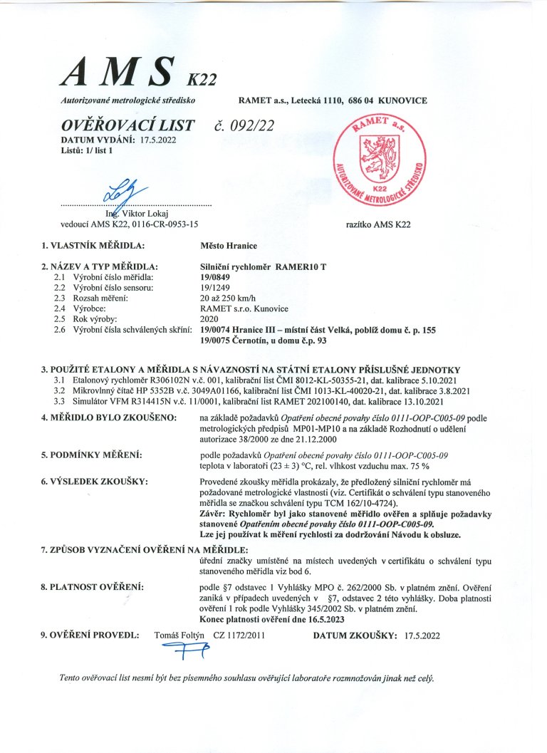 Ověřovací list 2