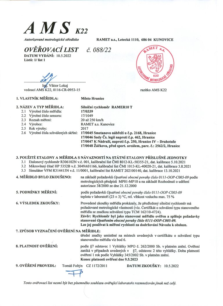 Ověřovací list 1